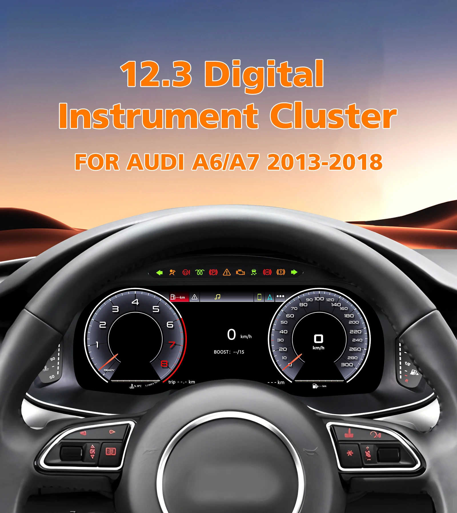 Display Digitale da 12,3 Pollici per Cruscotto Auto Audi A6 C7 A7 2013-2018, Pannello Android Auto Carplay, Tachimetro, Indicatori del Cockpit