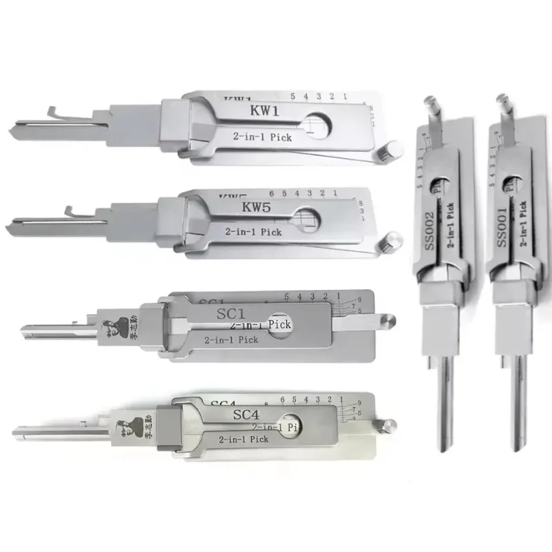 Set di attrezzi di precisione in acciaio inossidabile SS001 2 in 1: decodificatore di chiavi, set di ganci e grimaldelli, kit di attrezzi manuali per il recupero di O-ring, set di attrezzi per