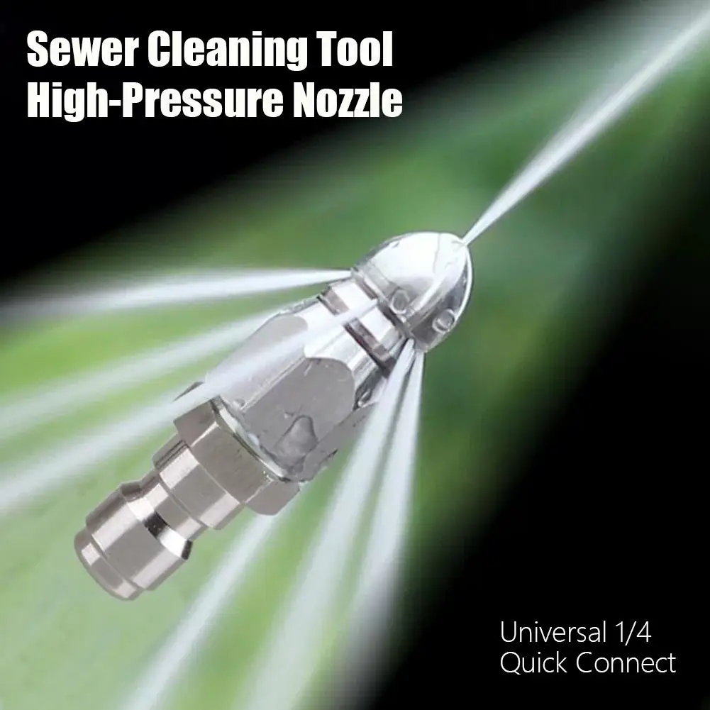 Ugello per idropulitrice per fognature, Ugello a connessione rapida per idropulitrice ad alta pressione, Ugello per tubo di scarico da 1/4 di pollice, Ugello per tubo idropulitrice per fognature