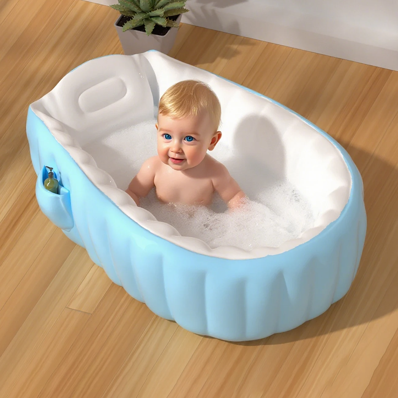 1PC aufblasbares Baby, tragbares Kind, Kleinkind, dickes, weiches Kissen, Luft-Schwimmbad-Zentralsitz