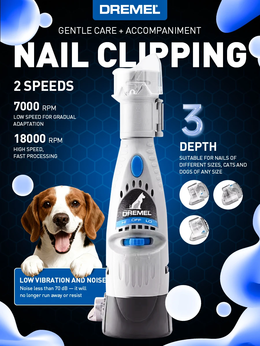 Dremel Elektrischer Nagelschleifer für Katzen/Hunde, 7020-Pgk, Pflegeset für Haustiere, mit 4 Schleifscheiben, alternativer Nagelknipser und Trimmer Image