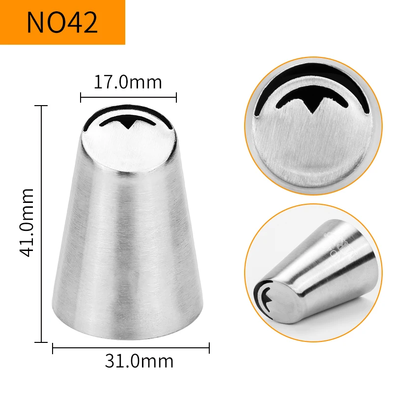 MRF Edelstahl 18/8 Standard Russische Blütenblatt-Glasurdüsen, Kuchendekoration, Cupcake-Paspeln, Zuckerguss-Spitzen # NO42 Image