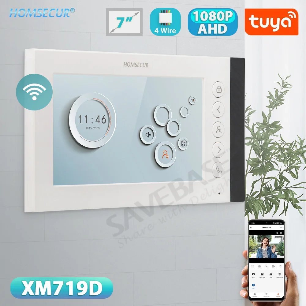 7"/10" HD-Innenmonitor mit DC15V-Stecker für 4-Draht-Tuya WIFI Smart Video-Türsprechanlage, 1080P-Aufnahme, Schnappschuss Image