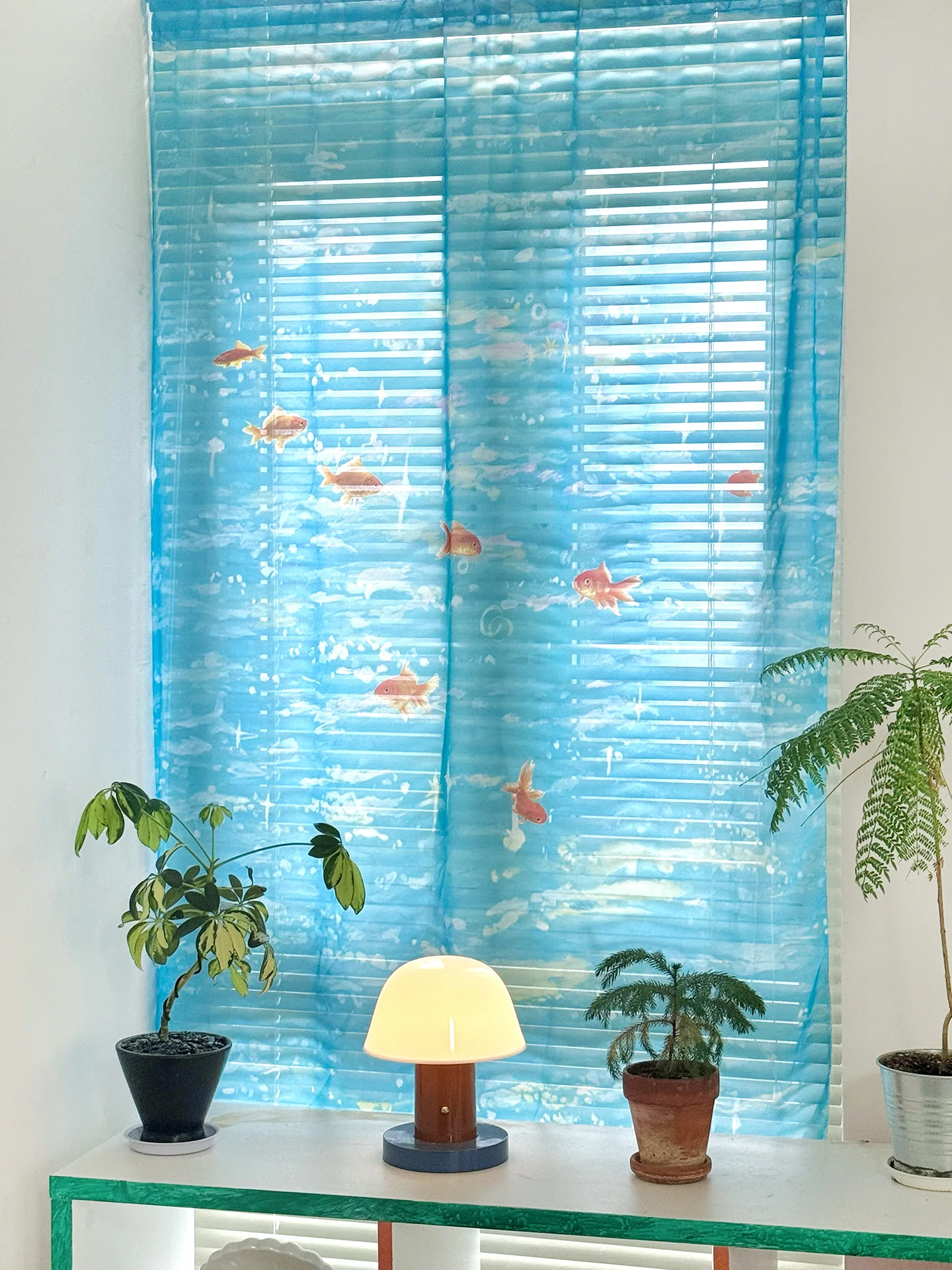 Goldfisch Wind Transparent Vorhang Chiffon Garn Meer Wasser Schwimmende Balkon Vorhang Tuch Wand Hängen Tür Partition Drapieren Dekor Image