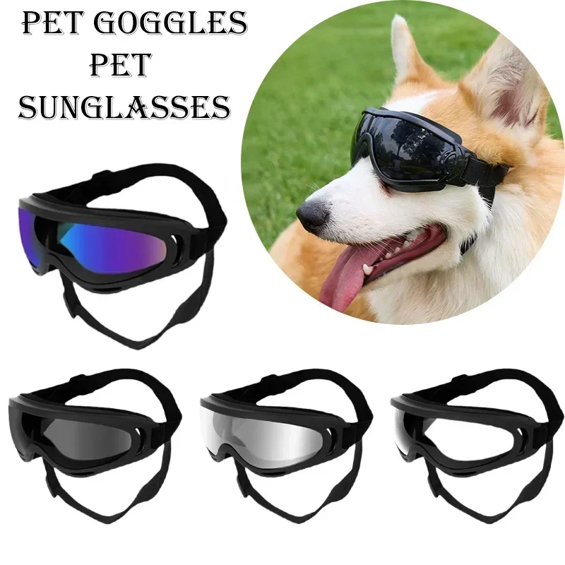 Haustierbrille, verstellbar, UV-Schutz, winddicht, Sonnenbrille für Hunde, Outdoor, Wandern, Laufen, Strand, alle Rassen, Augenschutz, Schwarz Image