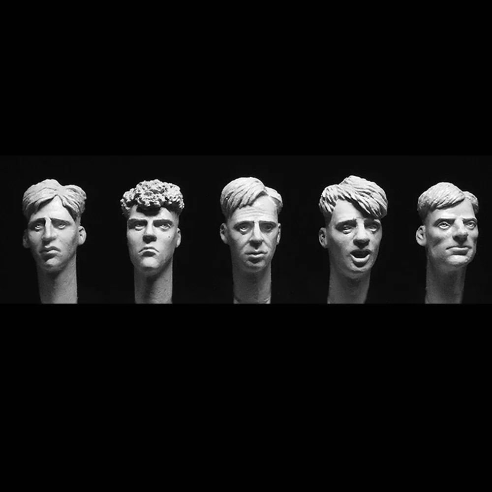 1/35 5 Köpfe, Haarschnitte „kurze Rücken und Seiten“ WW2, Resin-Modellfigur, Soldat, Militärthema, unmontierter und unbemalter Bausatz Image