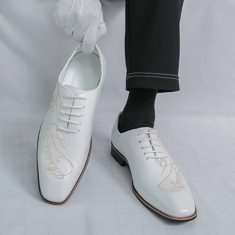 Weiße elegante Herrenschuhe aus Leder, Oxford-Schuhe, Business-Schuhe, formelle Schuhe, Design-Schuhe für besondere Anlässe, Herrenschuhe, Zapatos de Vestir Hombre