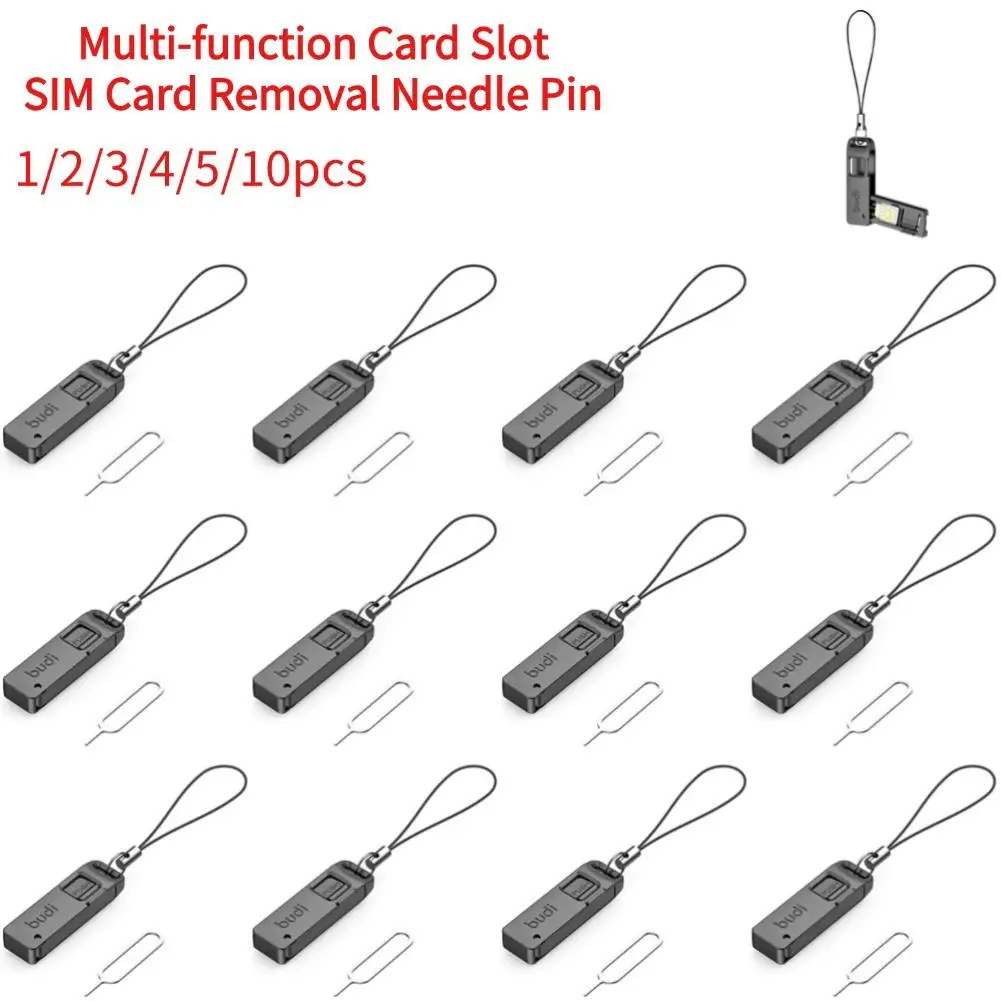 Multi-funktion Karte Slot Lagerung Box Universal TF SIM Karte Auswerfer Lagerung Slot Lanyard Anti-verloren SIM Karte Entfernung nadel Pin Image