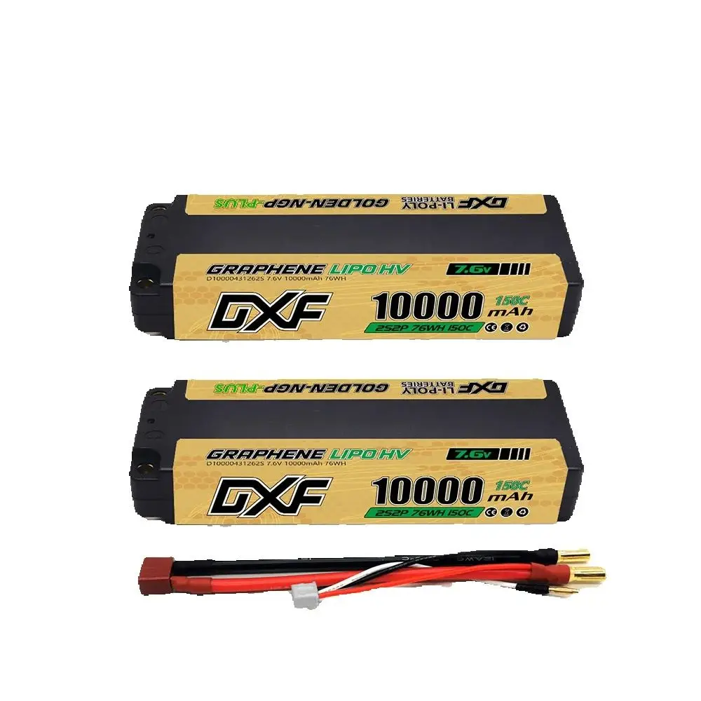 DXF 2S Lipo Akku 10000mAh 7.6V 150C 5mm T-Stecker Hartschalenkoffer für 1/10 Buggy Truggy Offroad Boot Auto LKW RACING Helikopter Image
