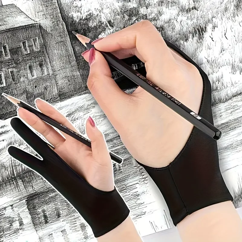 Malhandschuhe, digitale Kunst, Grafiken, Tablet-Handschuhe, zwei Finger, glatt, elastisch, atmungsaktiv, Stylus, Bleistift, Skizze, Malerei Image