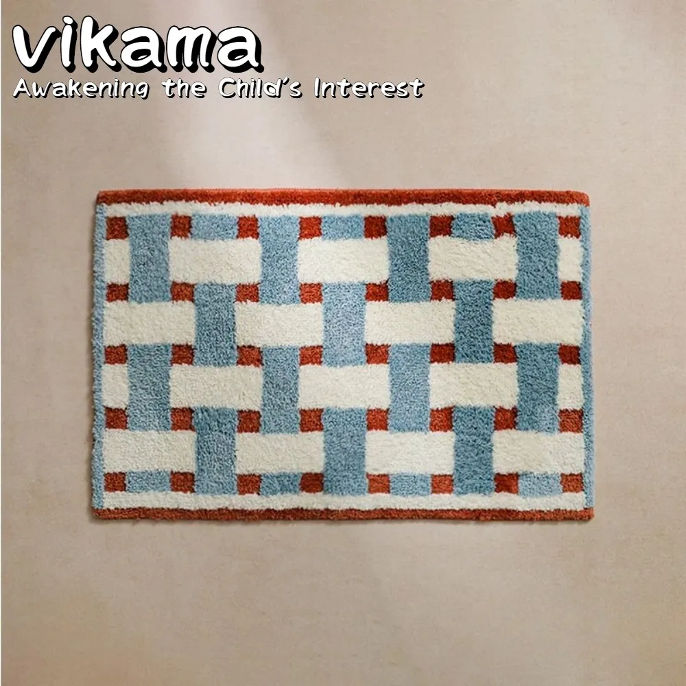 VIKAMA Saugfähige, rutschfeste Badezimmermatte im mittelalterlichen Stil, schmutzabweisender Teppich aus weichem Velours, ideal für Inneneingänge Image