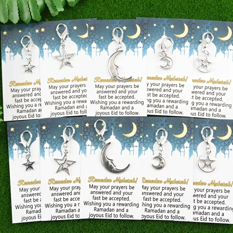 Geeignet für Sie/Ihn, 5 Stück/10 Stück, Schlüsselanhänger als Geschenk zum Eid – Vintage-Anhänger aus der Star- und Galaxy-Serie in Silber, geeignet für den Ramadan.
