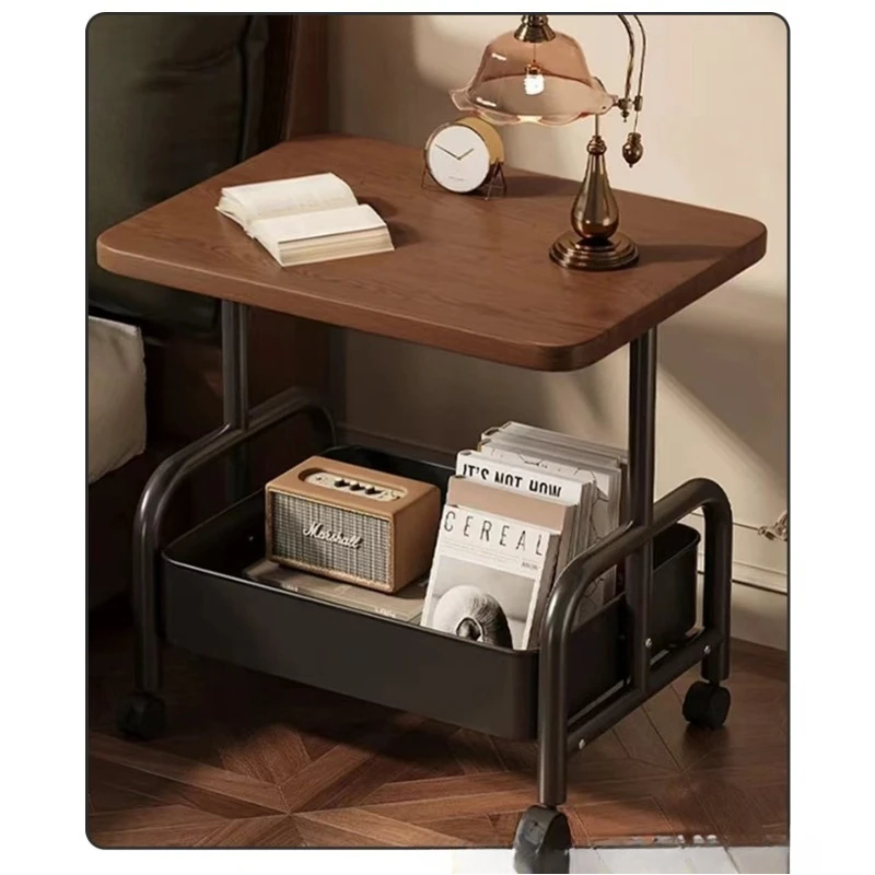 Zweistufiger Rollbarer Nachttisch mit Schublade und Rädern für Kleine Räume, Wohnzimmer, Schlafzimmer, Sofa-Beistelltisch, Bett-Tisch Image