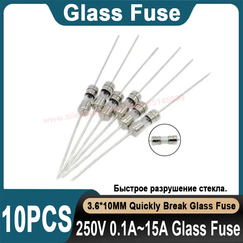 10 Stück 3,6 x 10 mm Glassicherung schnell zerbrechen 3,6 x 10 mm 250 V 0,1 A 0,2 A 0,25 A 0,5 A 0,75 A 1 A 1,6 A 2 A 3,15 A 4 A 5 A 6,3 A 8 A 12 A 15 A 20 A Image