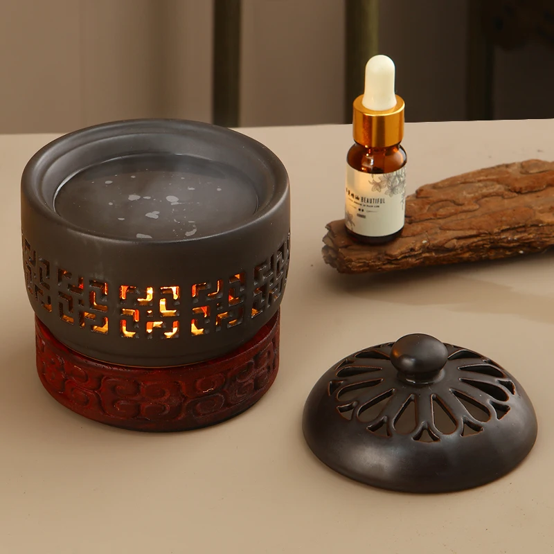 220V Elektronischer Räucherstäbchenbrenner Elektronischer Aromatherapie-Ofen mit Zeitsteuerung Einstellbare Temperatur Ätherisches Öl Lampe Image