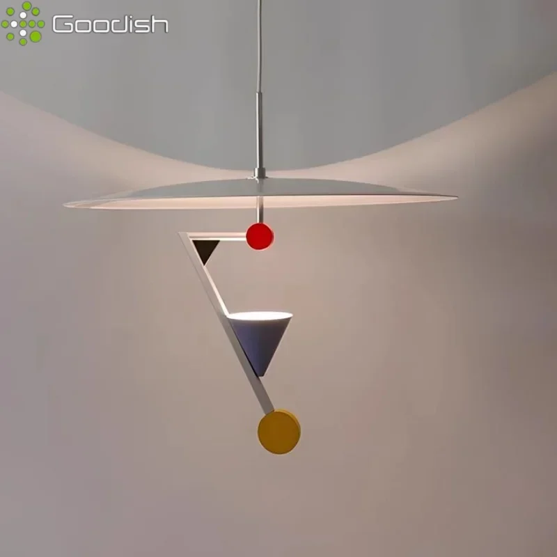 Moderne Schlichte Runde Farbige Metall-LED-Hängeleuchte, Handgeknüpfte Kunstlampe für Restaurant und Heimdekoration, Kronleuchter
