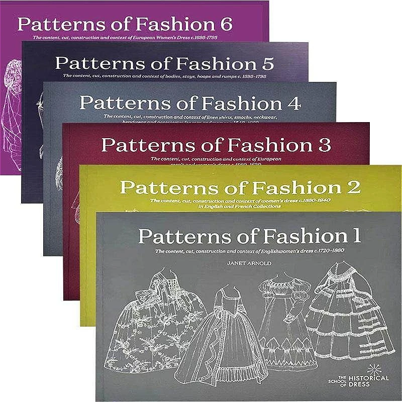 6 Bücher: Patterns of Fashion Textbook Band 1-6 Europäische Vintage-Hofkleider: Schneiderei, Konstruktion und Hintergrundinformationen Image