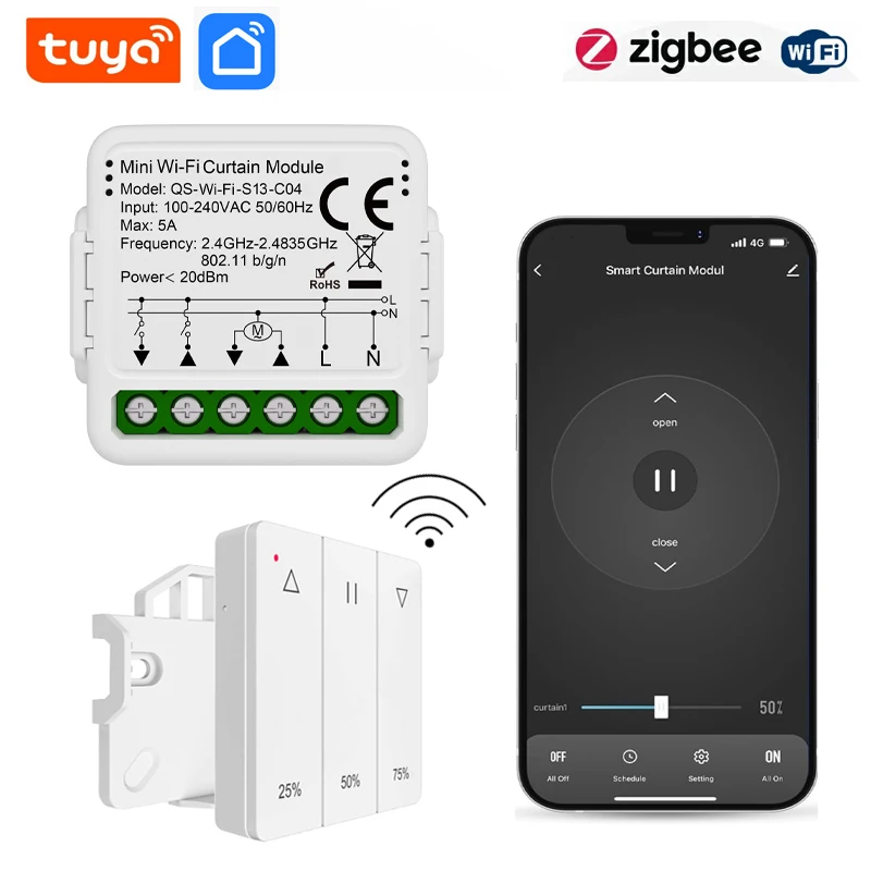 Smart Life WIFI Vorhangschaltermodul Rollladen-Controller mit Fernbedienungs-Prozentsatzfunktion, mit Alexa, Google Home Image