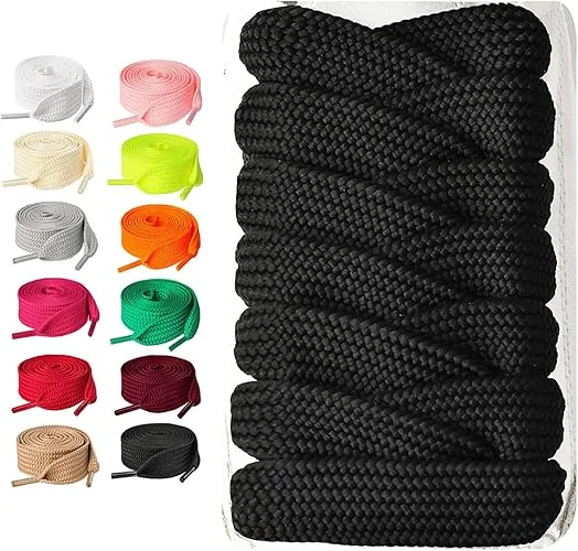 2CM Breite Dicke Schnürsenkel - Baumwollseil Flache Dicke Breite Schnürsenkel für Sneakers - Unisex 100/120/140/160CM Schuhzubehör Image