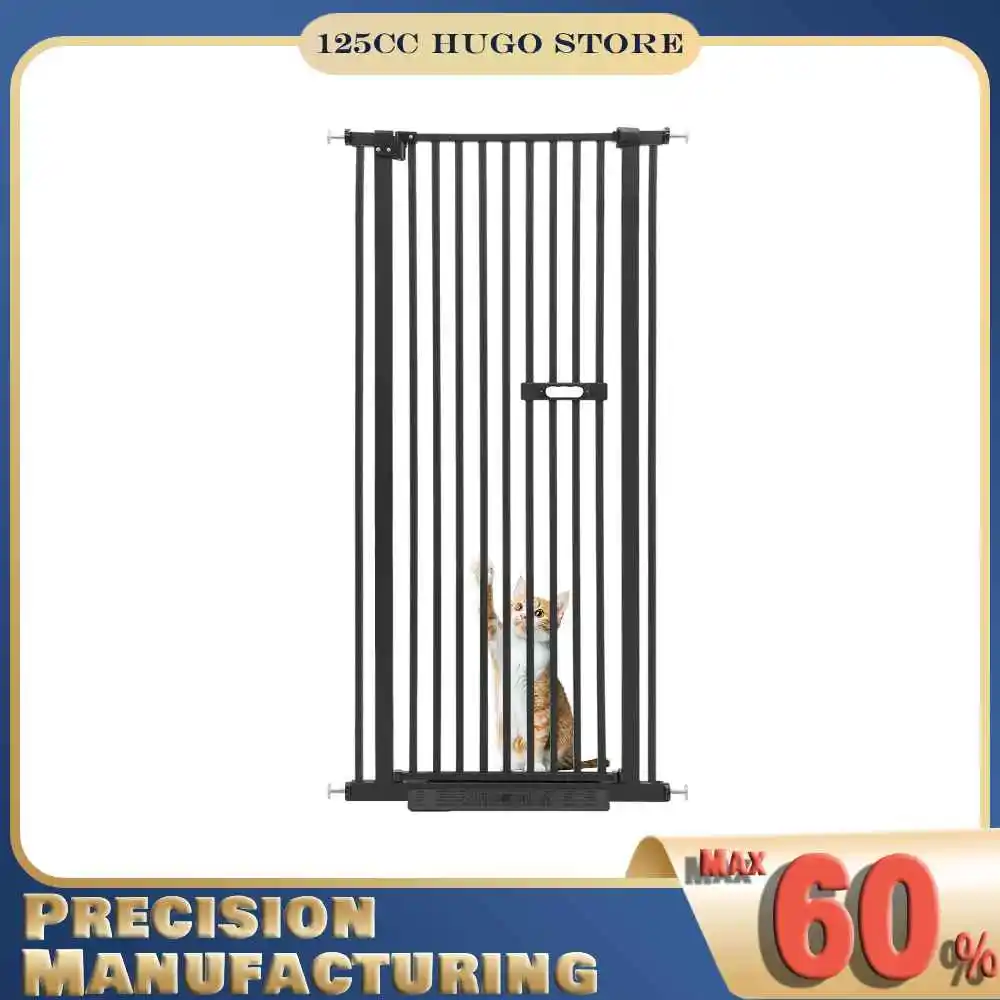 Barrière pour animaux de compagnie, porte pour chat extra haute de 150 cm, barrière pour animaux, barrière rétractable en métal pour chien, barrière de sécurité pour animaux