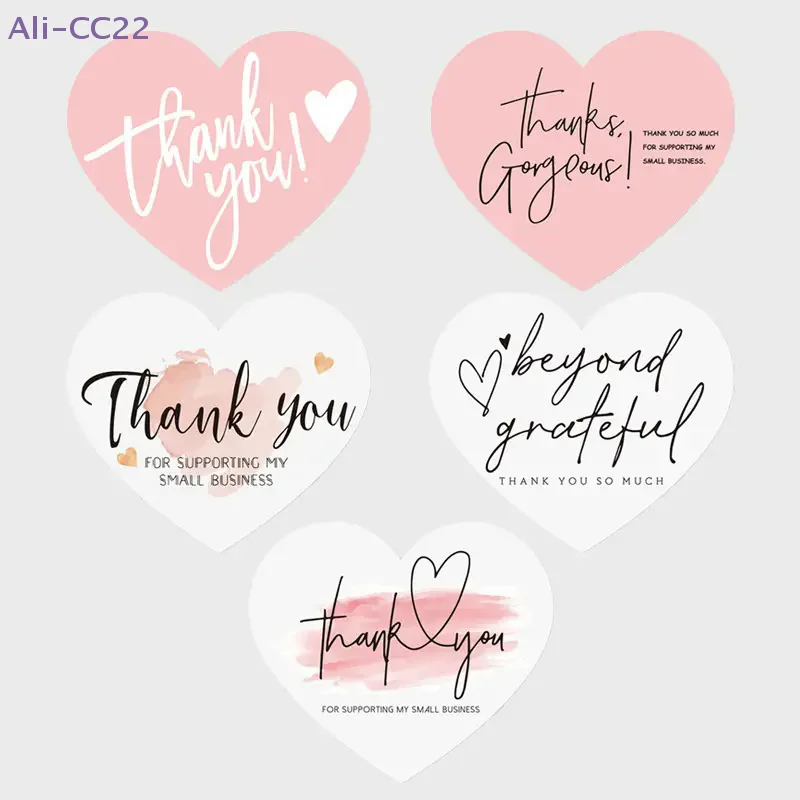 {CC22} 【CC22】50 Stück 5 Stile rosa herzförmige Dankeschön-Anhänger Geschenkbox Verpackungsbox Siegel Partyzubehör Image