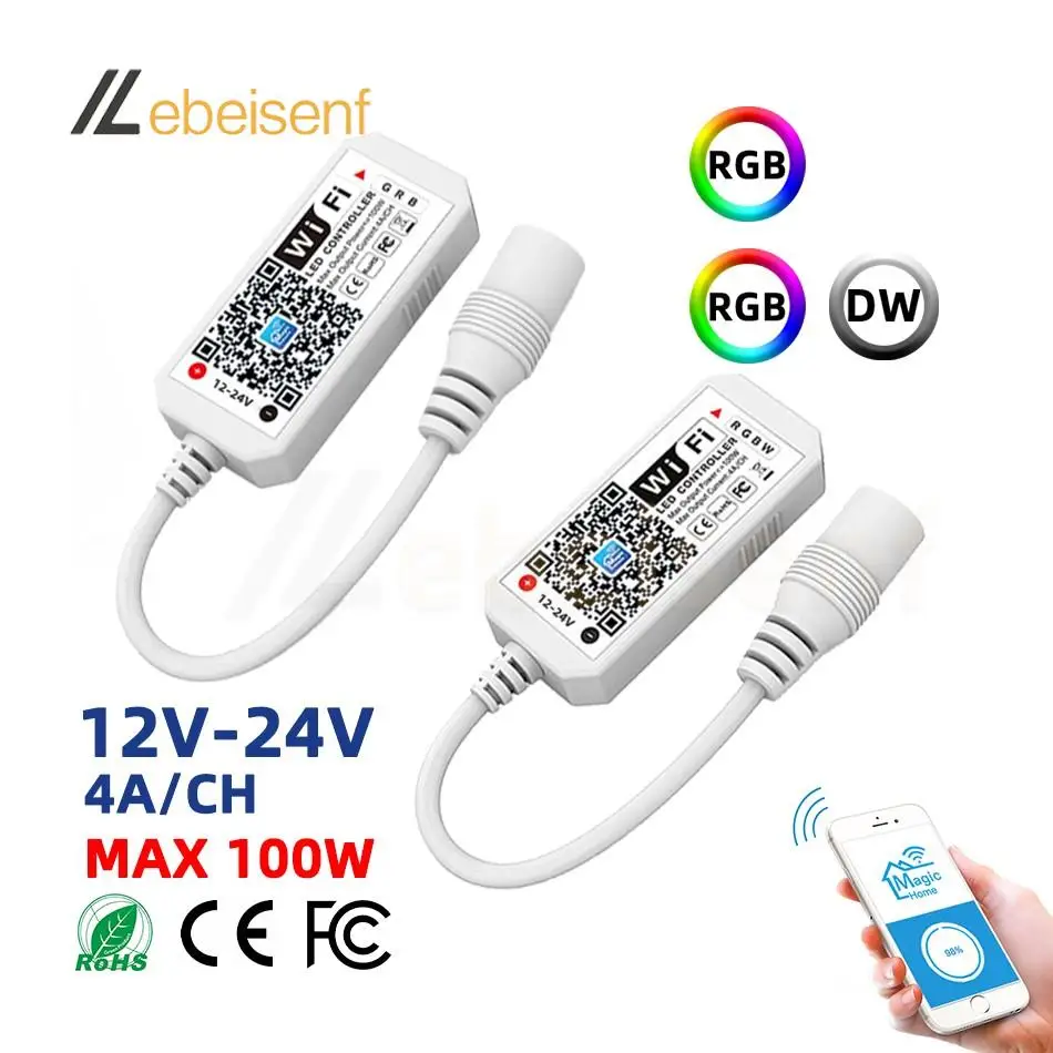RGB RGBW WiFi Controller DC 12V 24V Drahtlose Smartphone APP Dimmen Steuerung LED Bunte Streifen Lichter Timing stimme Musik Dimmer Image