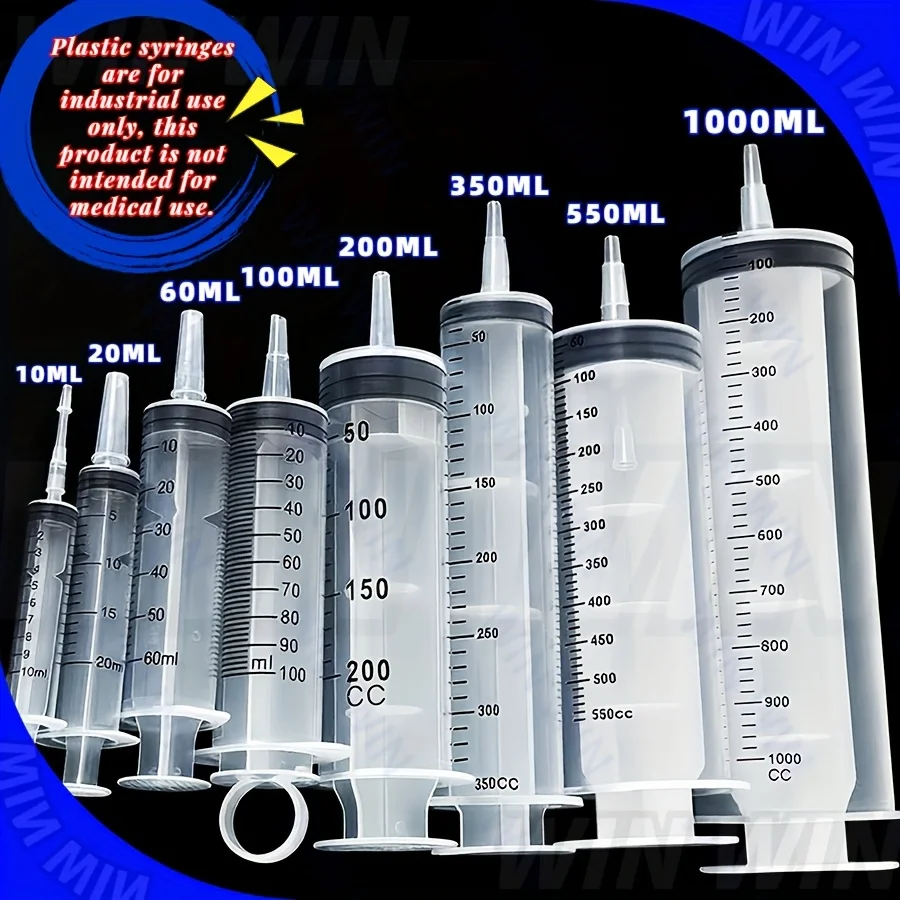 Industrielle Veterinär-Kunststoffspritze mit Fassungsvermögen von 1000 ml, 550 ml, 350 ml, 200 ml, 100 ml, 60 ml, 20 ml, 10 ml usw. , Geeignet für Laborausgabe, industrielle Ernährung, Image