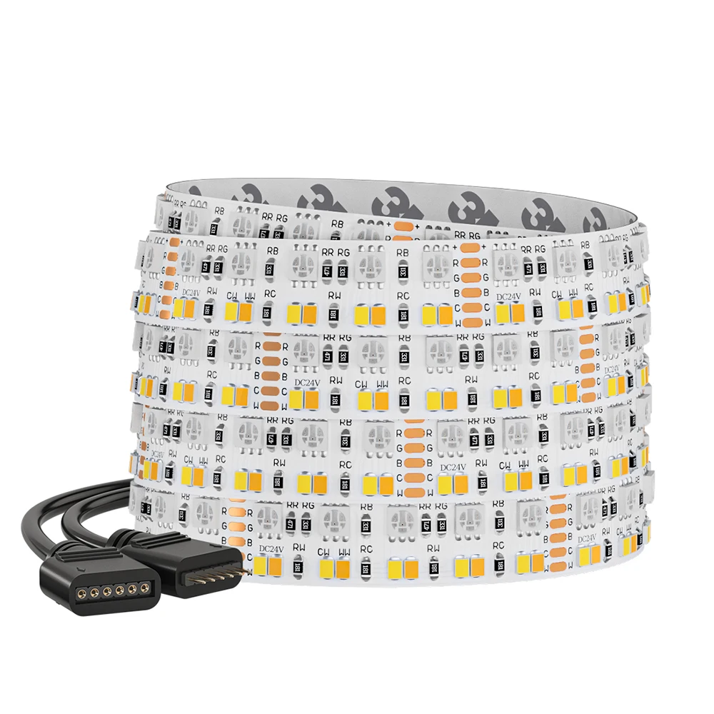 Nuovo 6pin doppia fila 5 colori in 1 DC12V 24V 270LED 15Mm larghezza RGBW RGB CCT rgbct 5050 2835 LED striscia di luce del nastro