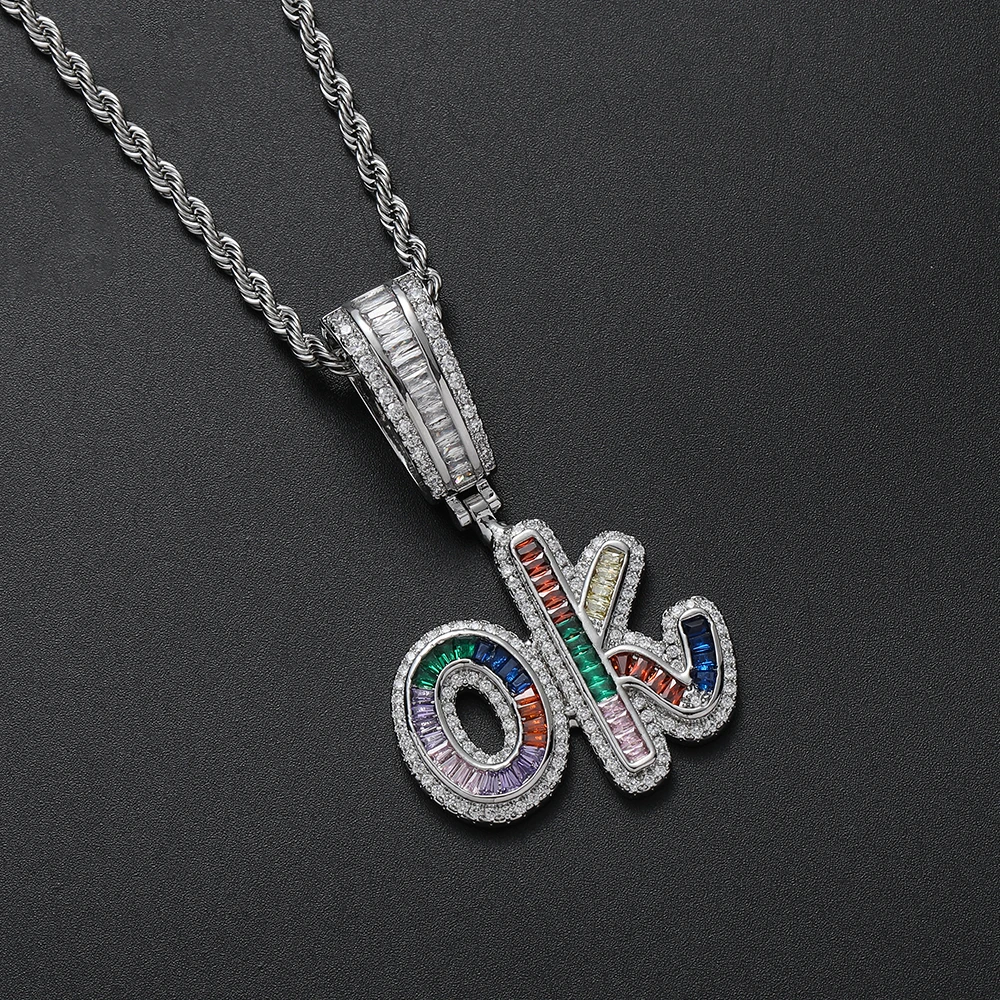 CP40 lettere con nome personalizzato in ottone con cornice CZ corona ciondolo ghiacciato AAA zircone Hip Hop uomo collana gioielli regalo