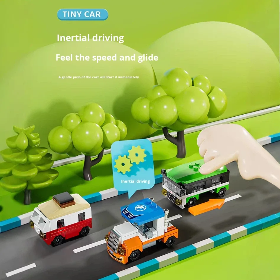 NUOVO Fangcheng FC8138 Set di Costruzioni Auto in Plastica da 40 Pezzi Gioco Educativo per Bambini