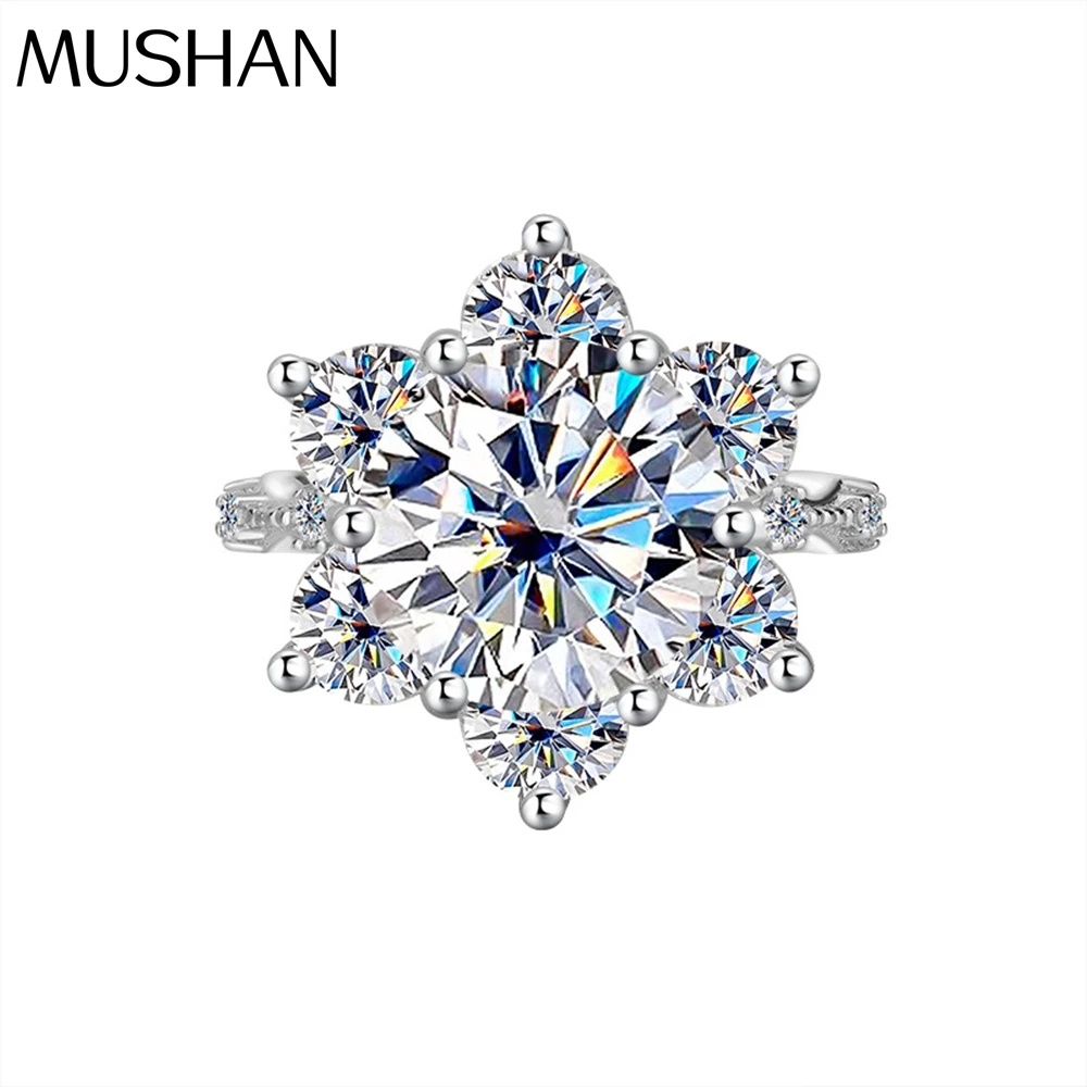 Anello in Argento Sterling S925 con Moissanite da 5 Carati a Corona Anello da Donna Super Brillante Stile Uovo di Piccione Anello Nuziale della Fabbrica di Gioielli MUSHAN