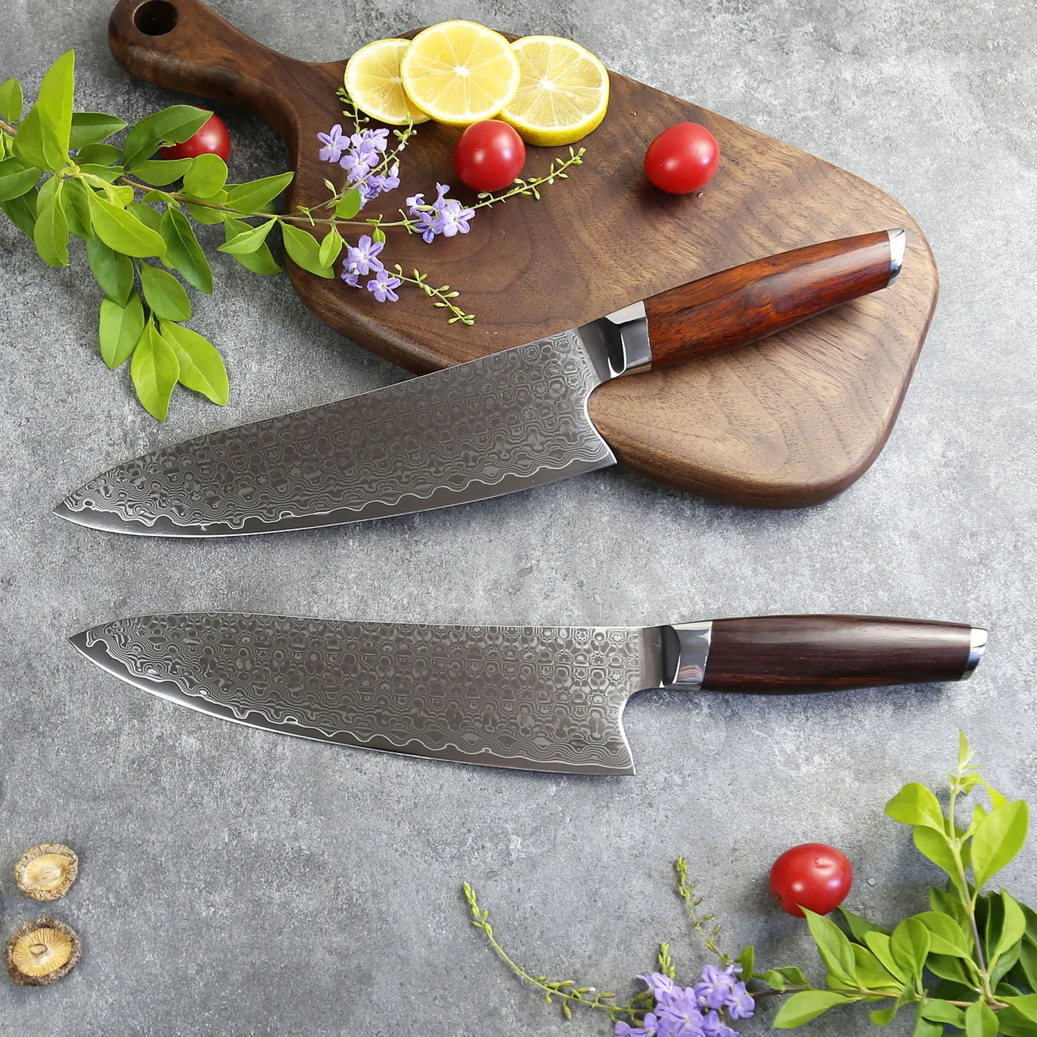 Coltello da cucina con manico in palissandro classico modello rosa acciaio damasco coltello da cuoco 8 pollici giapponese damasco chef kiritsuke coltello