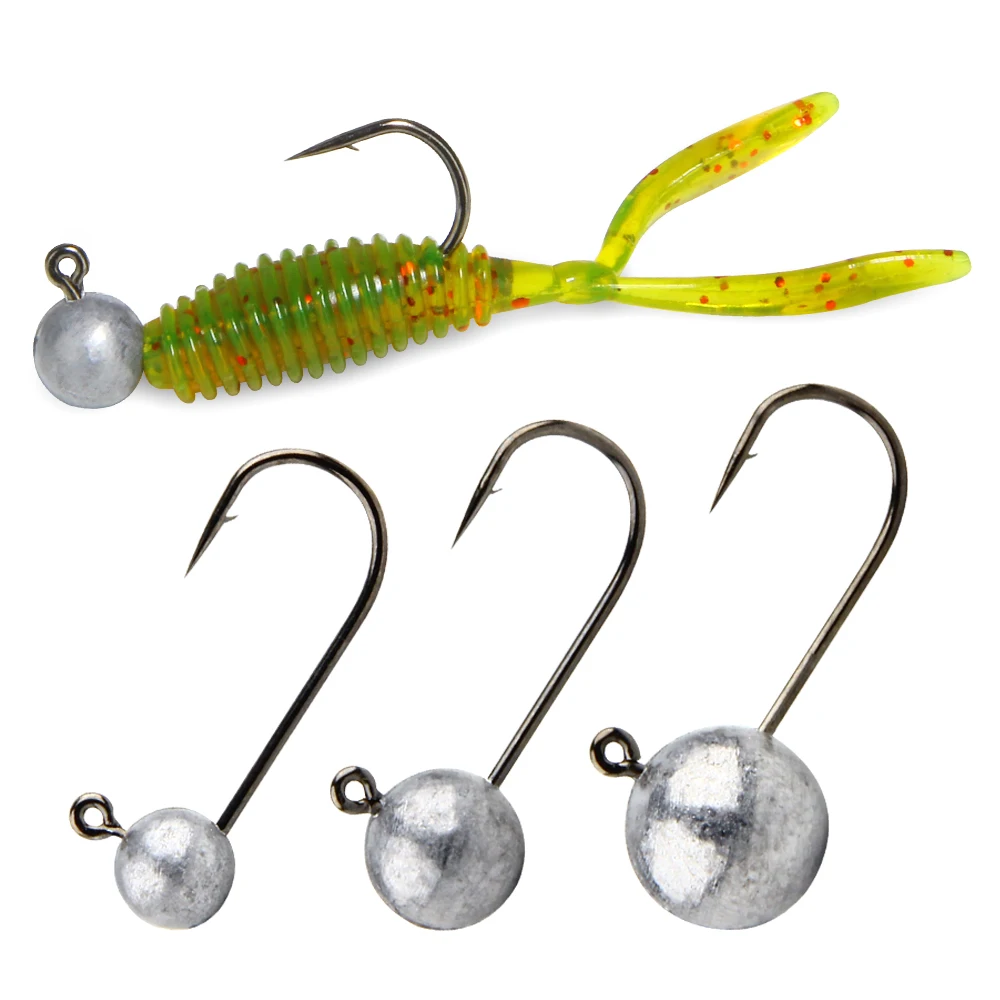 Amo da Pesca Spinpoler Finesse 0.8g/1.7g/3.5g Testa Jig per Ajing Amo con Ardiglione per Vermi Morbidi Amo Anti-Intreccio per Pesca in Mare Roccia e Fiume