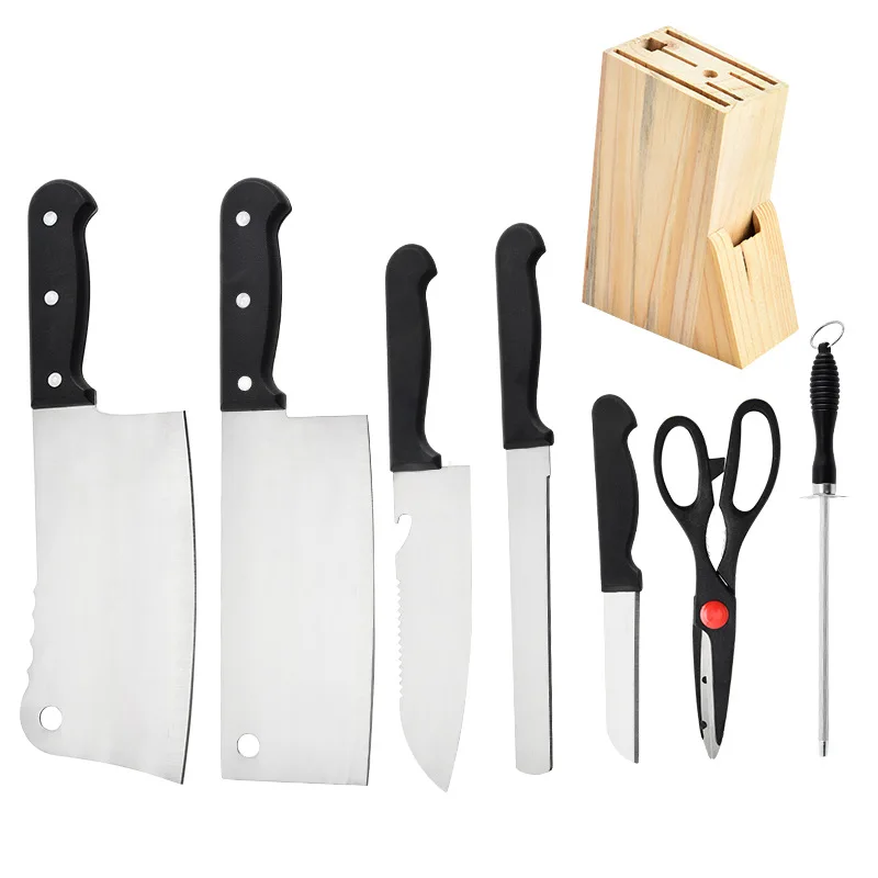 Set di lame in acciaio inox 8 pezzi e blocchi di legno Set di coltelli da cucina Set di coltelli da cucina regalo Set di coltelli da cucina
