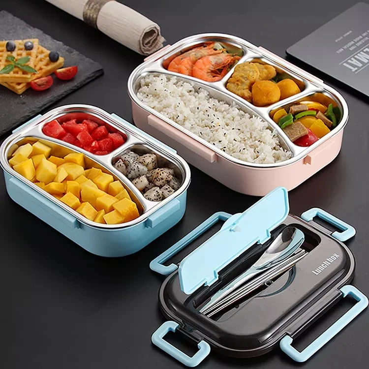 Contenitore per Alimenti in Acciaio Inox 304 Personalizzato Ermetico per Ufficio e Adulti con 3/4/5 Scomparti Scatola Pranzo per Bambini