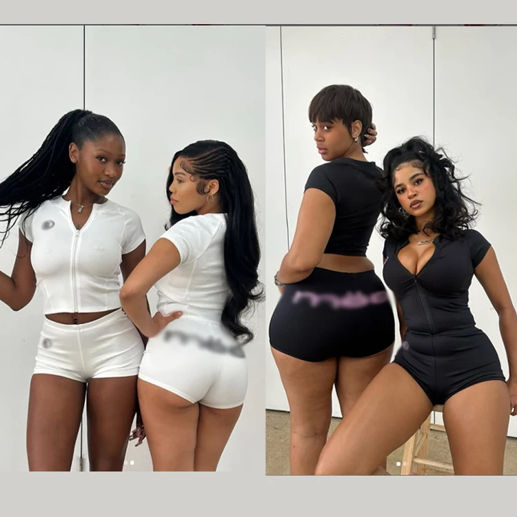 Set Yoga donna con Logo personalizzato giacca a maniche corte con Shorts sport palestra Fitness da donna Set tuta 2 pezzi