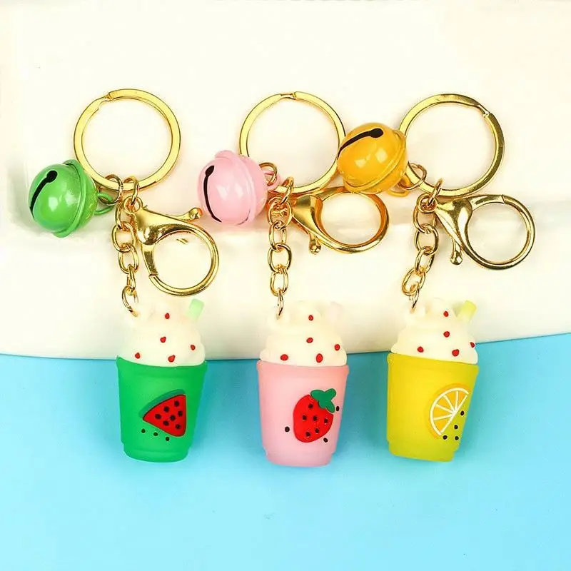 Commercio all'ingrosso carino in PVC boba portachiavi latte tazza di tè campana portachiavi borsa ciondolo ciondolo sublimazione portachiavi 3d gomma babo tea portachiavi