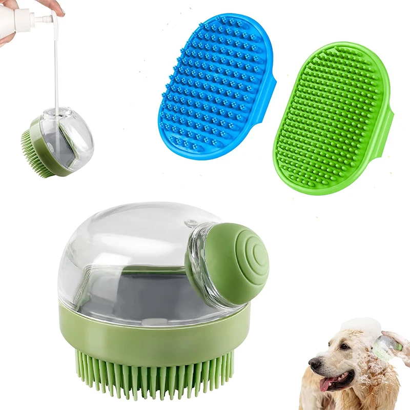 Nuovo arrivo 3 confezioni Set di spazzole da bagno per cani spazzola da bagno per animali domestici spazzola da massaggio a forma di prugna toelettatura per animali domestici Kit verde