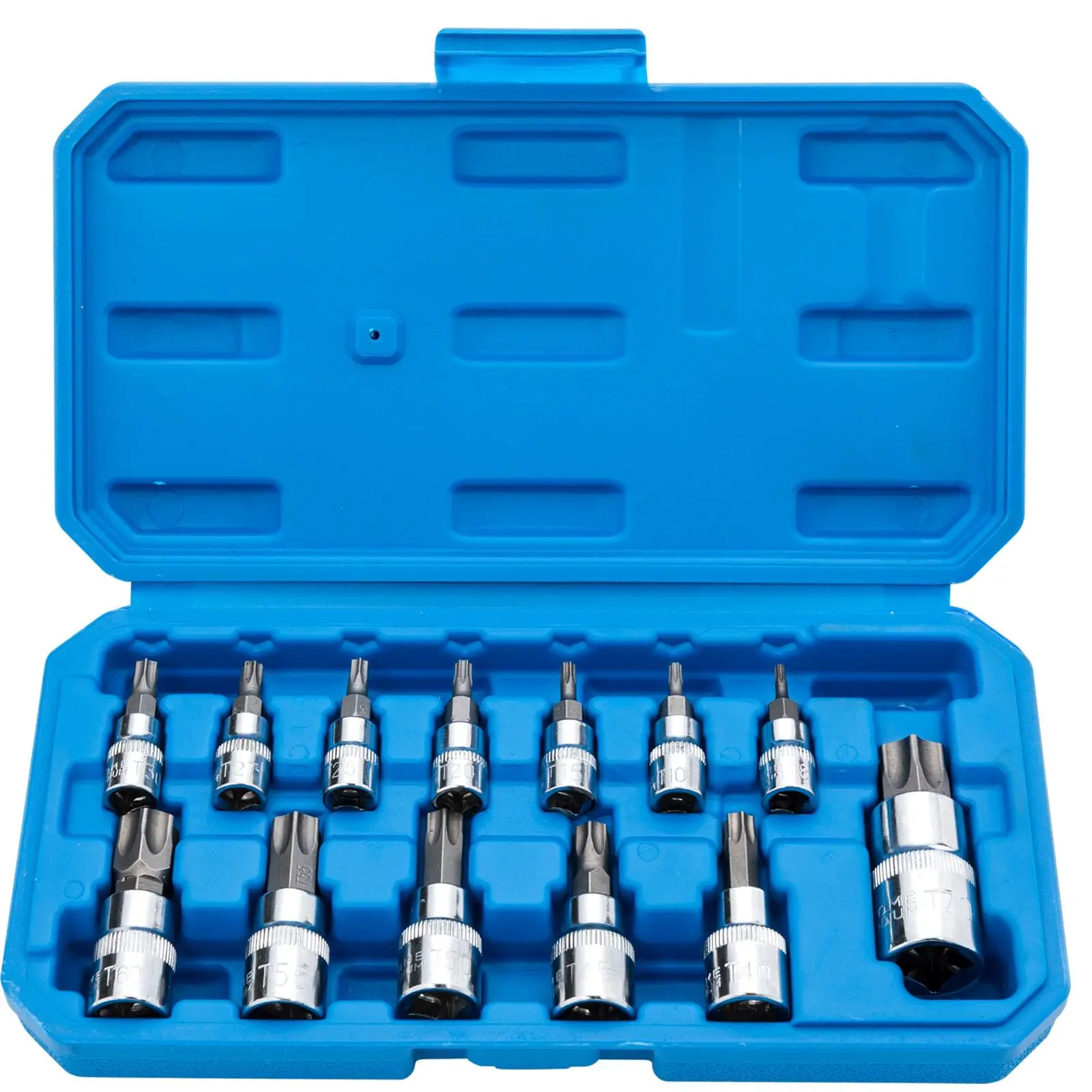 Set di 13 Pezzi di Chiavi a Bussola Torx Resistenti 1/4 3/8 e 1/2 Pollici Chiavi a Impatto per Meccanici Chiavi a Bussola Cromate per Attrezzi Auto