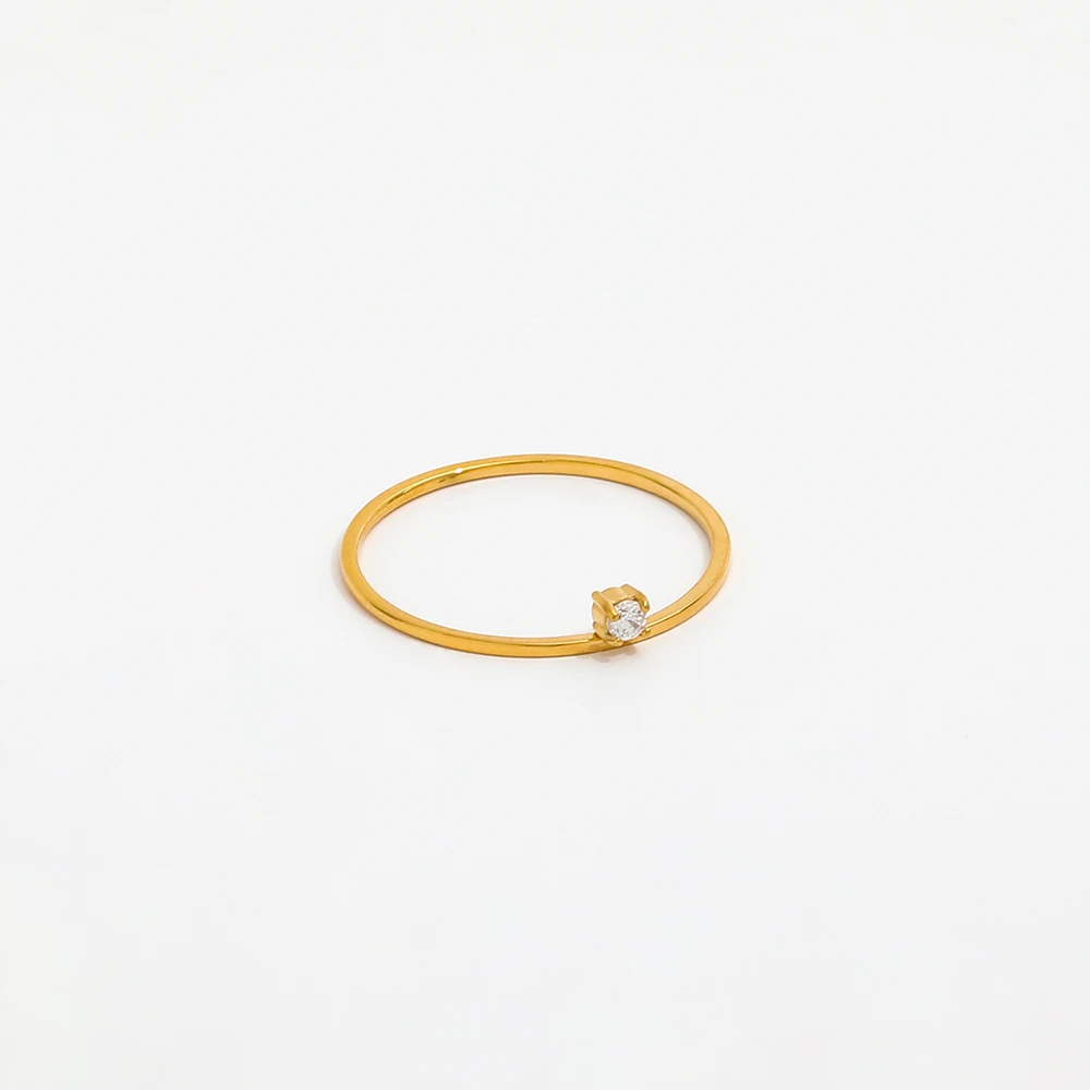 Joolim gioielli all'ingrosso 18K placcato oro unilaterale delicato Zirconia anelli in acciaio inossidabile per anelli da donna