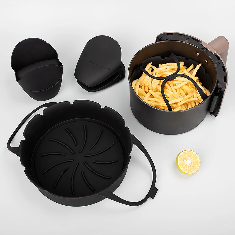 Friggitrice ad aria prezzo all'ingrosso 1L 2L Silicone aria friggitrice cestello Silicone a mano clip riutilizzabili aria friggitrice accessori Set