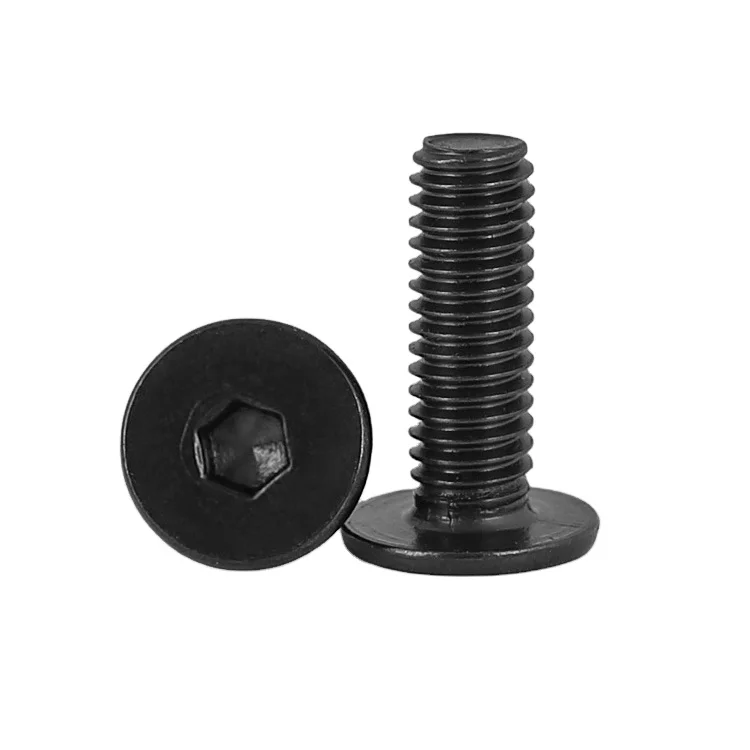 M2.5 M3 M4 M5 M6 M8 M10 M12 acciaio inossidabile nero 304 sfortuna bulloni Wafer basso profilo Ultra sottile testa piatta vite a brugola