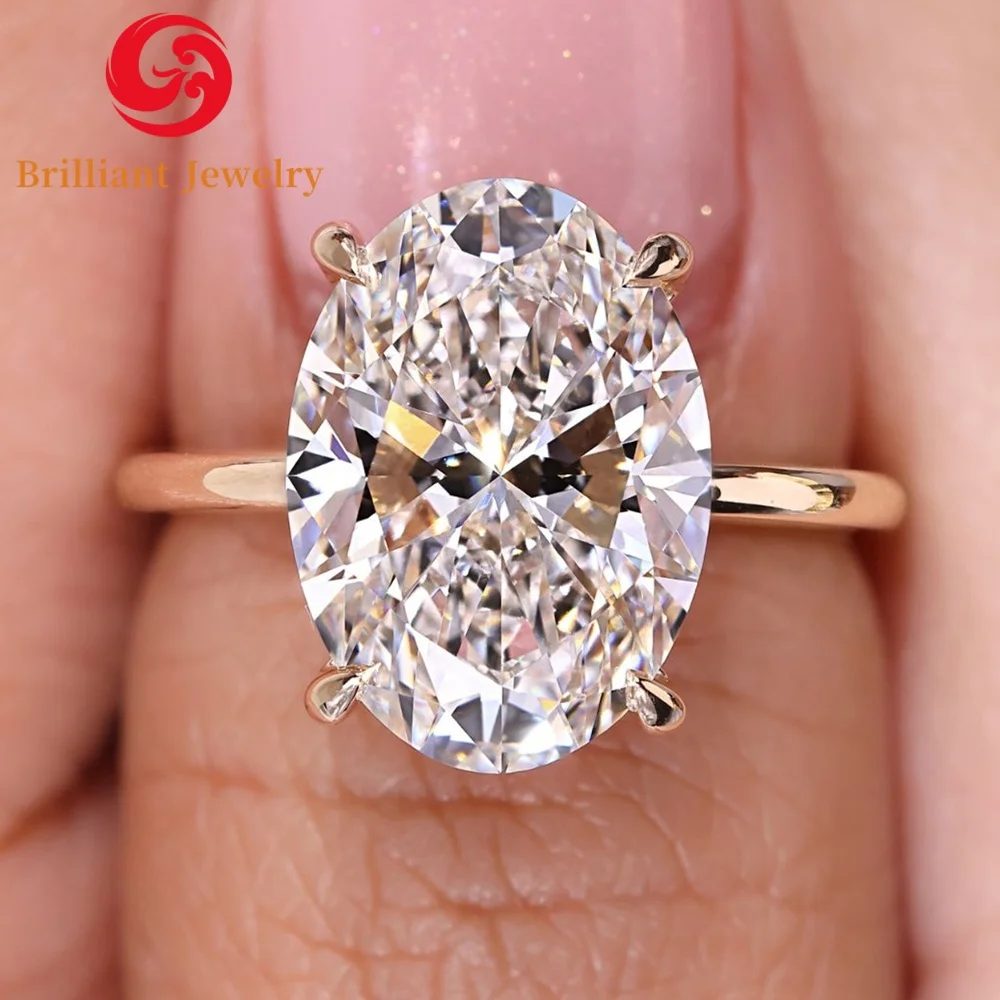 Anello di Fidanzamento con Diamante Ovale Certificato IGI Creato in Laboratorio 5 carati D VS1 Diamante Coltivato in Laboratorio Anelli in Oro 14K 18K per Donna Gioielli da Matrimonio