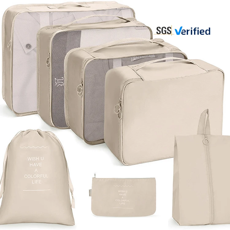 Set di 7 Organizzatori Leggeri per Valigie da Viaggio Cubi per l'Organizzazione dei Bagagli da Donna Borse Leggere per Valigie