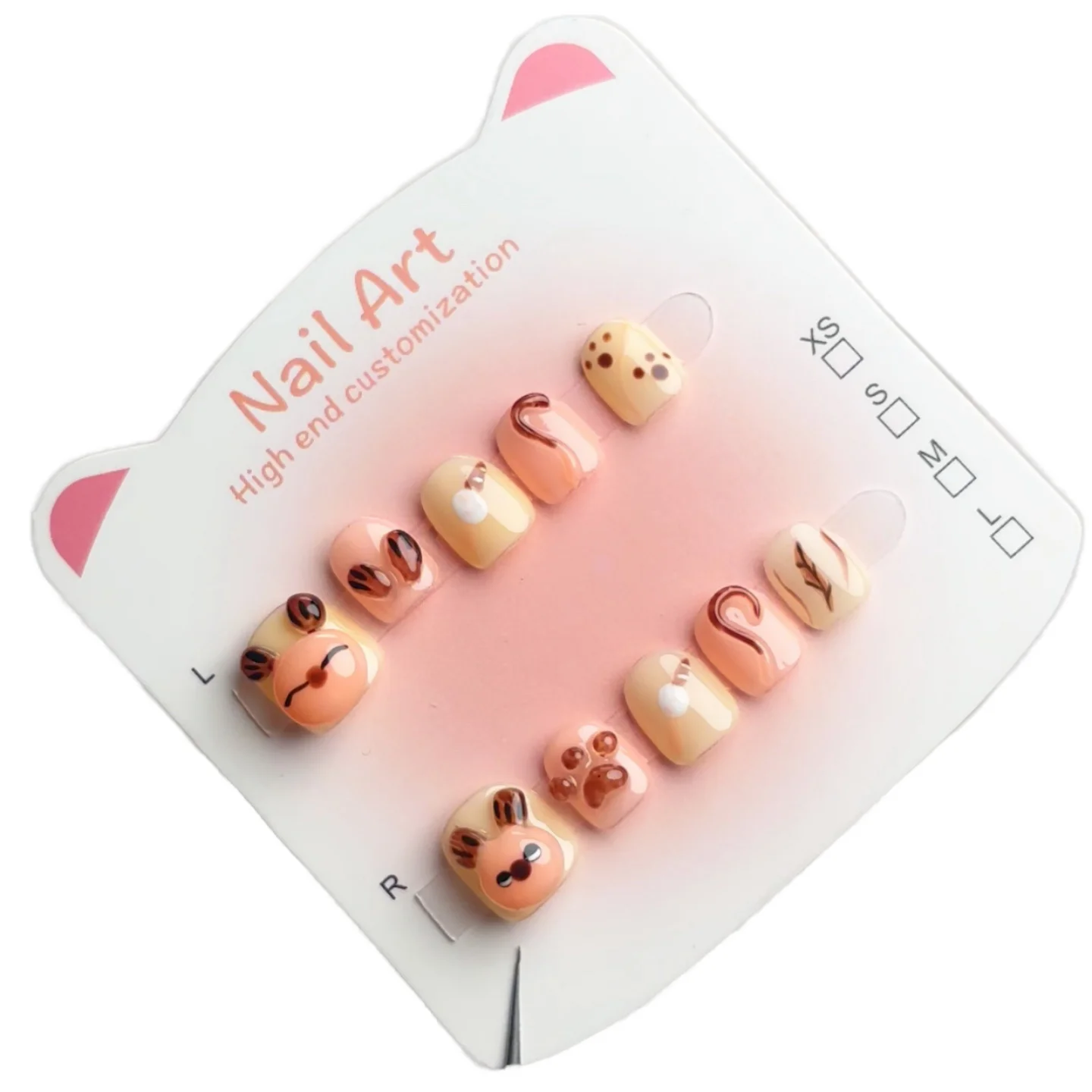 2025 all'ingrosso nuovo per bambini unghie artificiali professionale in scatola da 10 pz/set all'ingrosso carino per bambino progettato stampa sulle unghie con colla