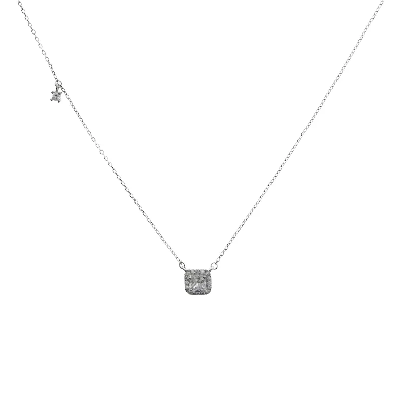 Collane con Pendente alla Moda in Argento Sterling 925 Placcato Oro 14K con Zircone Taglio Ovale Geometrico per Donne