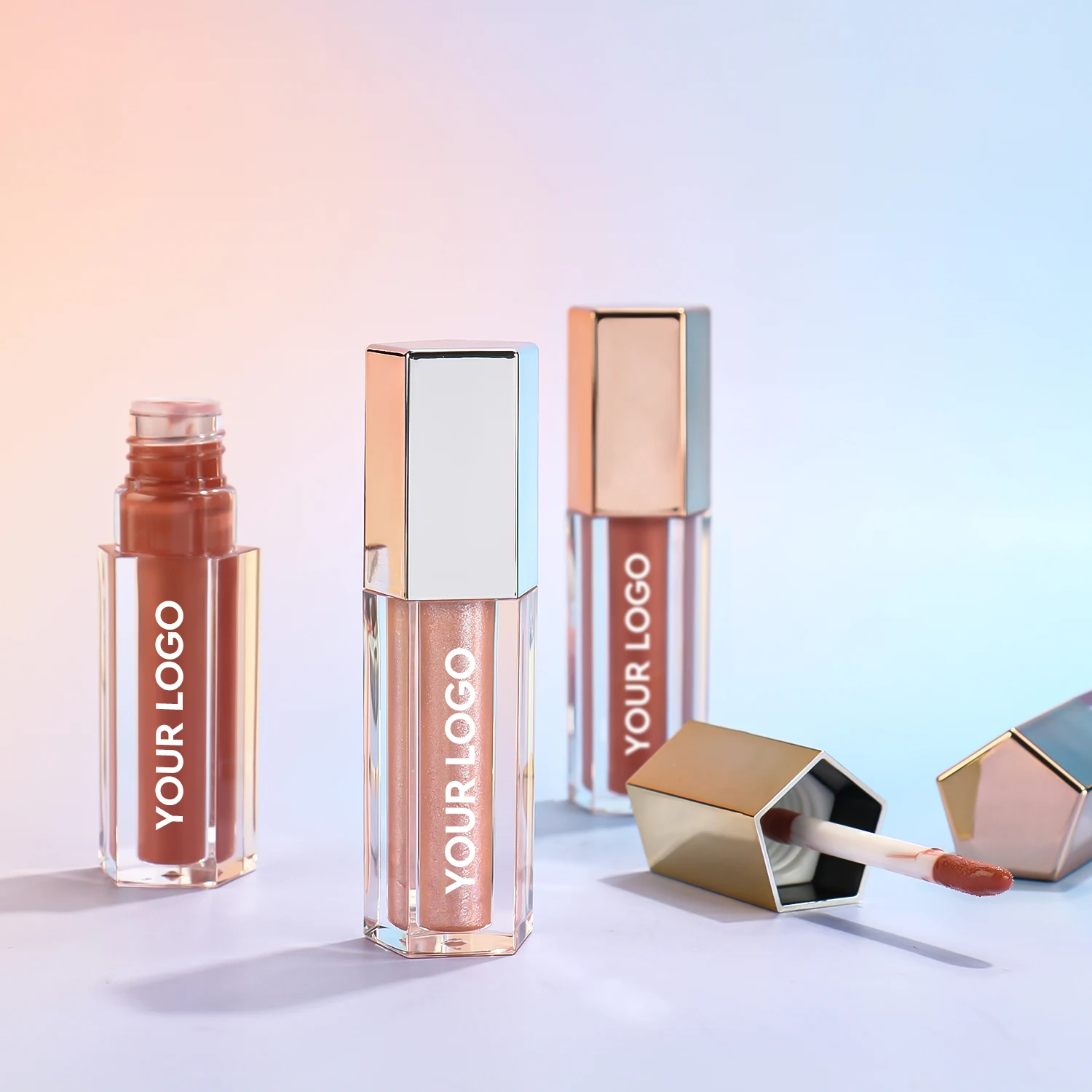 Sechseckiger Lip gloss Private Label Wasserdichter Lip gloss Veganer Lip gloss Langlebige leere Lipgloss-Tuben