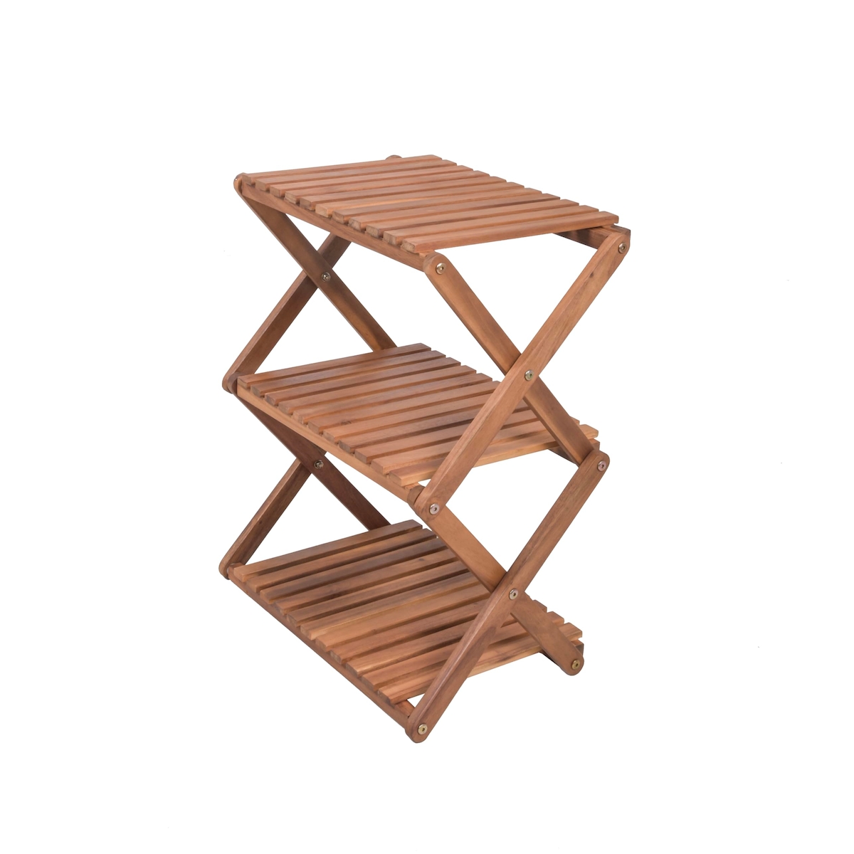 DELUKE Pflanzenregal VIKTOR mit 3 Ebenen Akazienbraun Akazie Blumenregal Pflanzenständer Pflanzenhalter Image