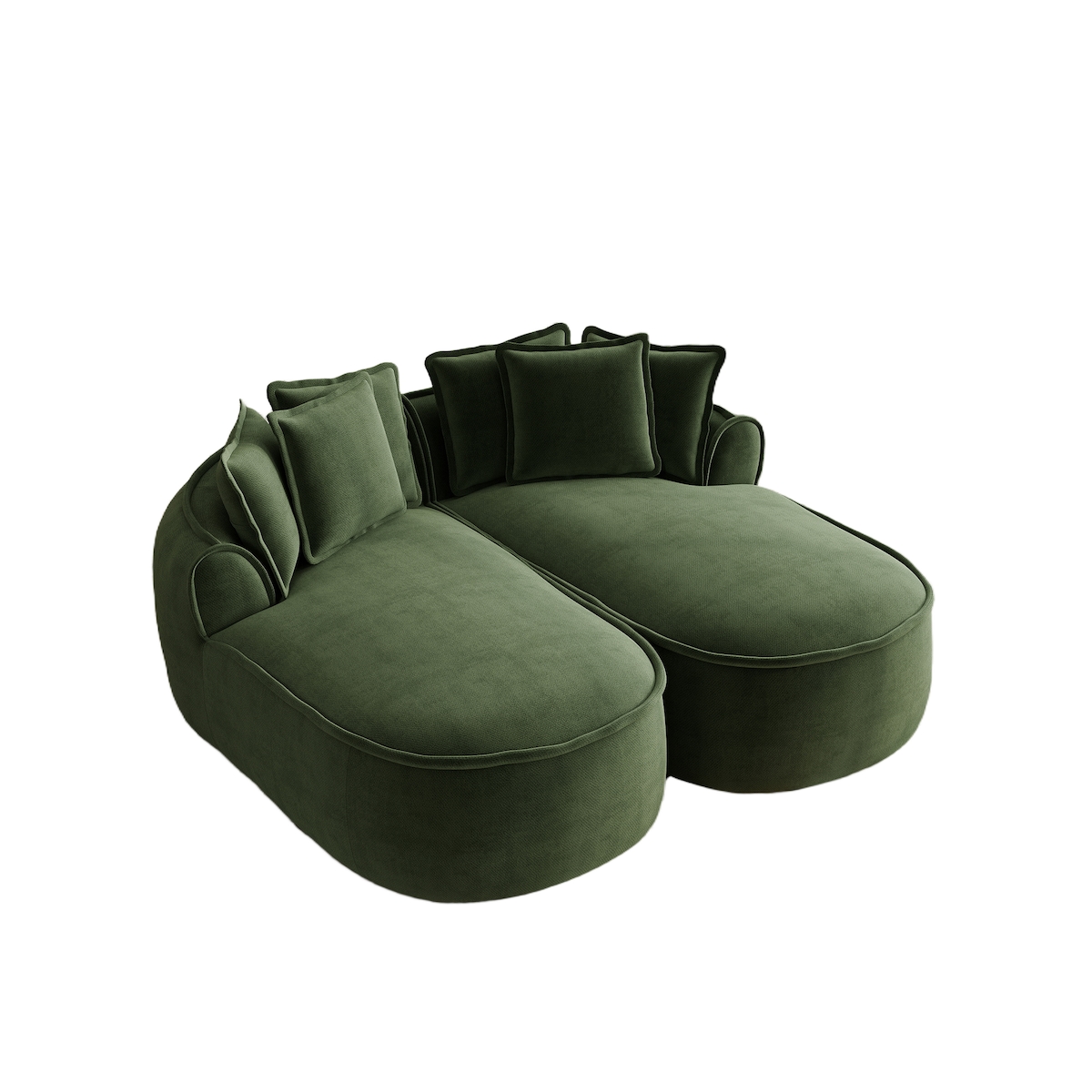Merax Chenille Cloud Sofa 2-Sitzer, modulares Doppelsofa ohne Rahmen, mit extra großer Doppel-Chaiselongue, inkl. Kissen, Grün Image