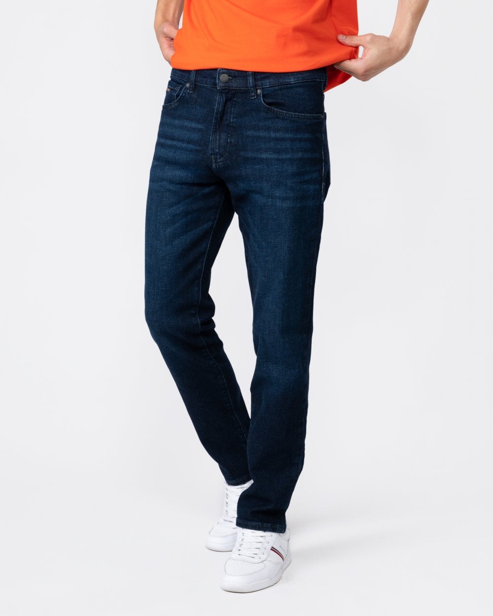 BOSS Orange Re.Maine Regular Fit Jeans aus dunkelblauem Comfort-Stretch-Denim